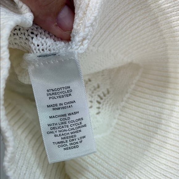 🥝Frye salt breeze  Creamy white cotton pointelle knit Sweater vest - Picture 4 of 5